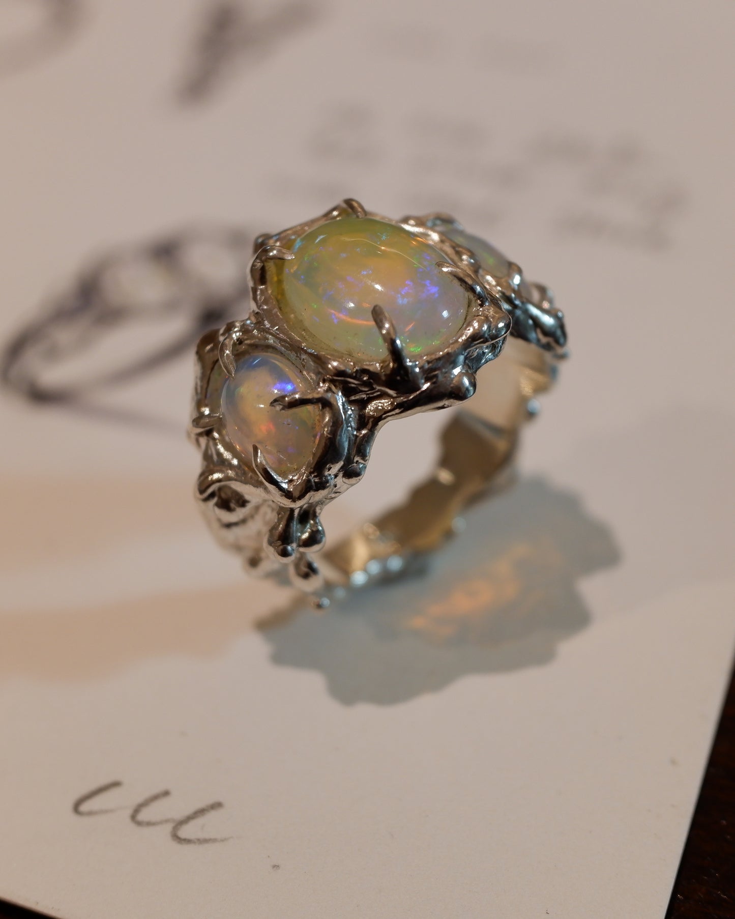 omakase 3 opals 925 silver ring