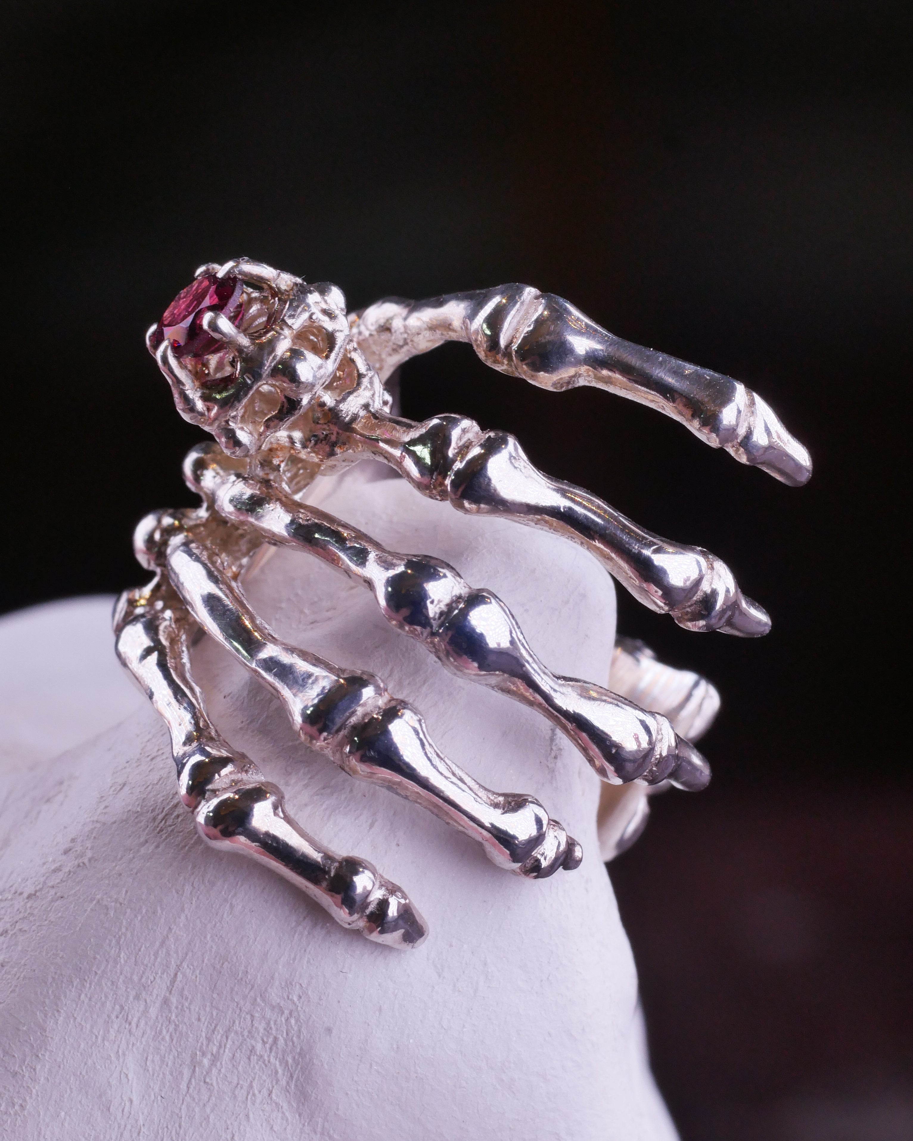 Women Silver Metal Hand Chain Bracelet Long 5 Finger Skeleton Ring Skull  Bones | eBay